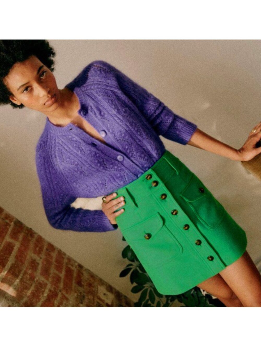Like New Sezane Bettie Wool A-Line Mini Skirt Kelly Green 34, 2, XS
